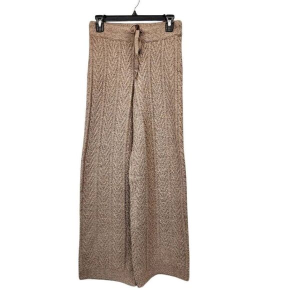 Jason Wu Women's Med Cable Knit Drawstring Wide Leg Pants Comfort Taupe Heather - Picture 1 of 6